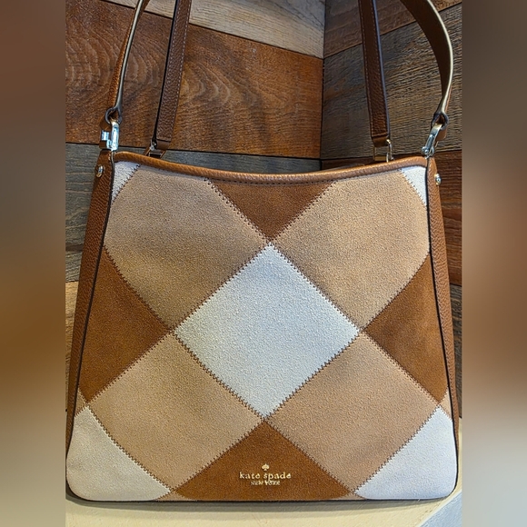 Handbags - NWT Kate Spade New York Patchwork Suede Leila In Warm Ginger